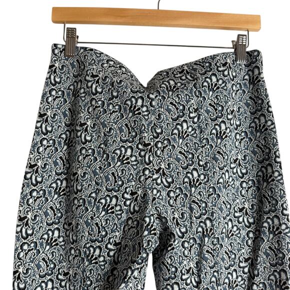 Maeve Anthropologie The Margot Kick-Flare Cropped Pants Blue Paisley Jacquard S - Picture 9 of 12